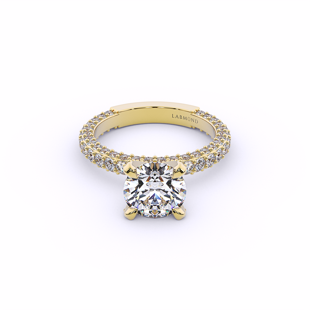 MANGUSTA Round Micro Pavé Solitaire Engagement Ring#Yellow_1