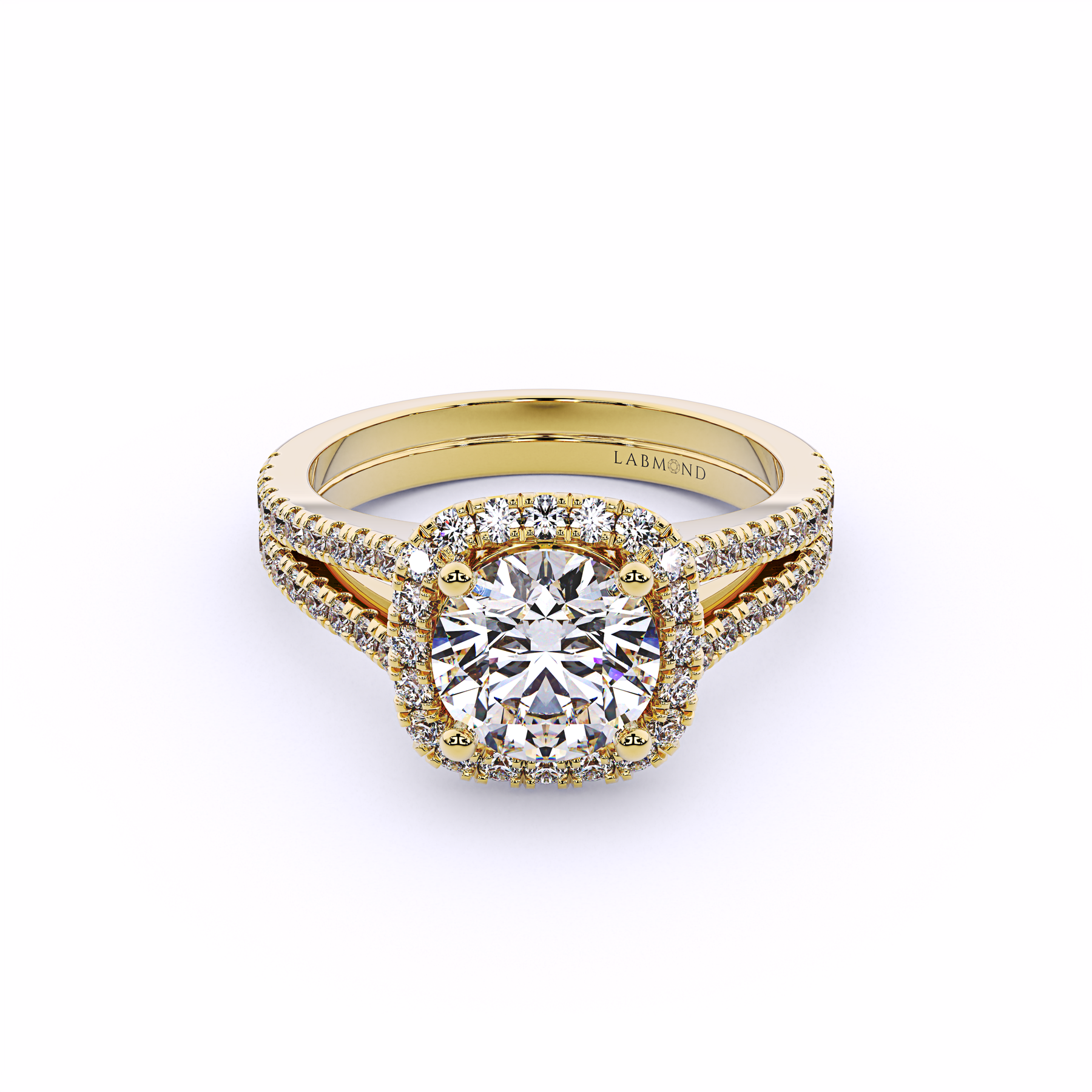 OASIS Double Banded Diamond Round Halo Engagement Ring