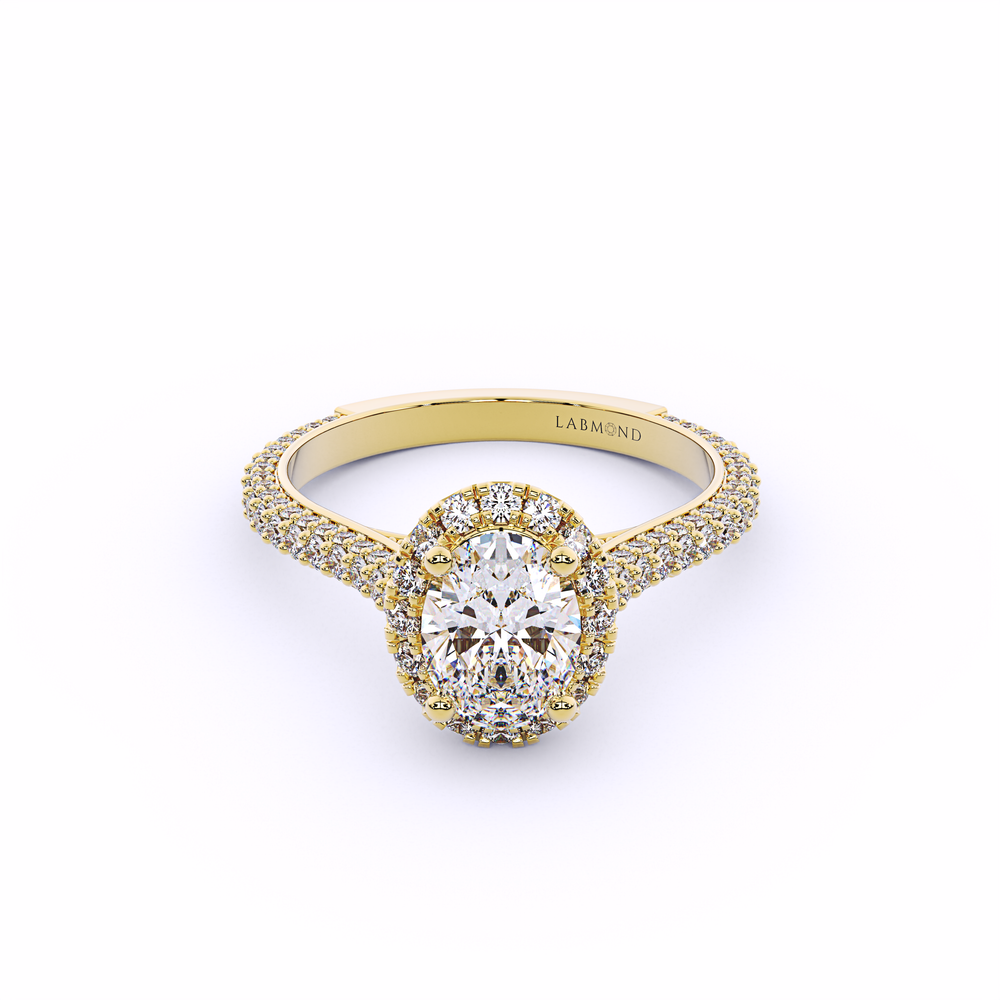 ODYSSEY Oval Halo Engagement Ring#Yellow_1