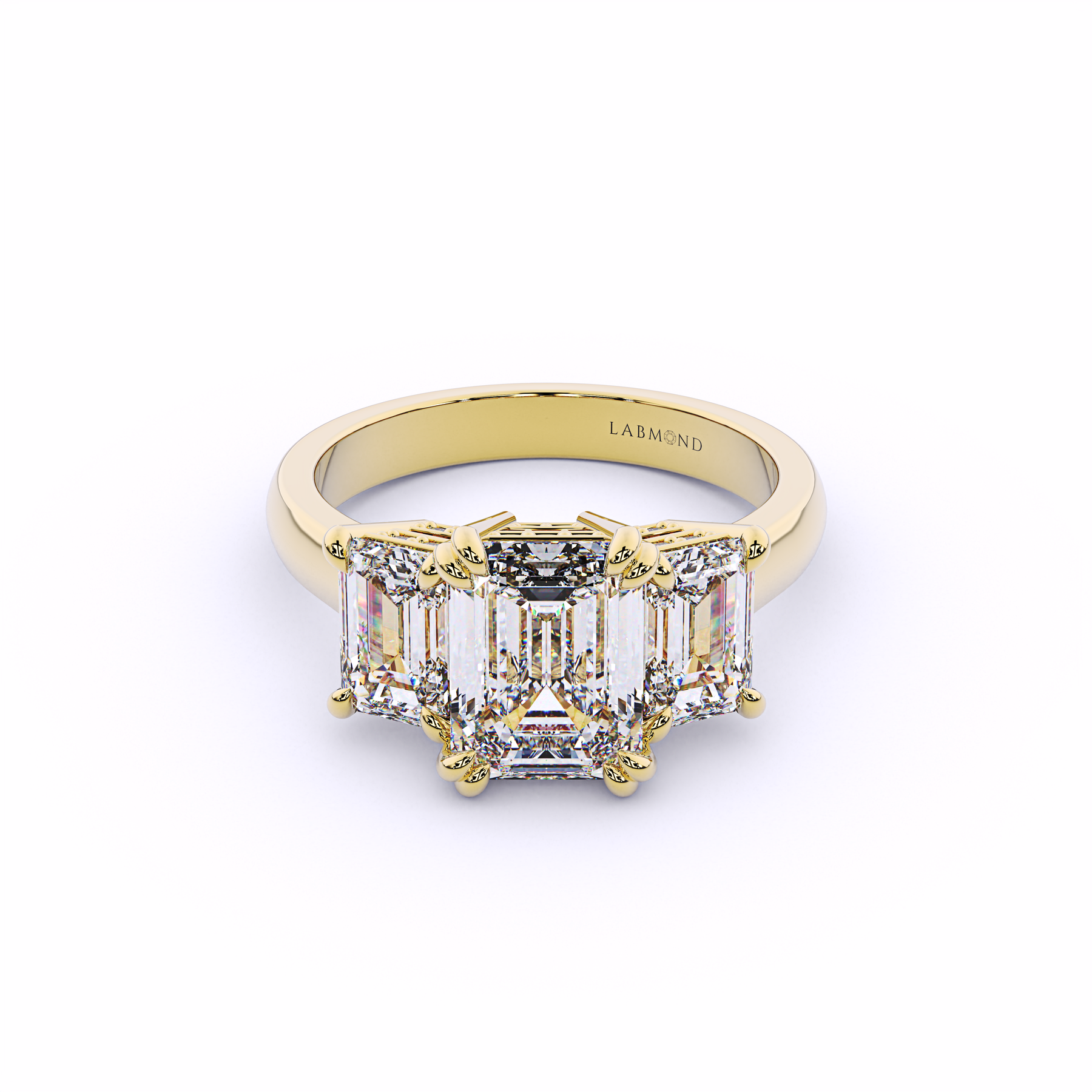 QUANTUM Trinity Emerald Underhalo Engagement Ring