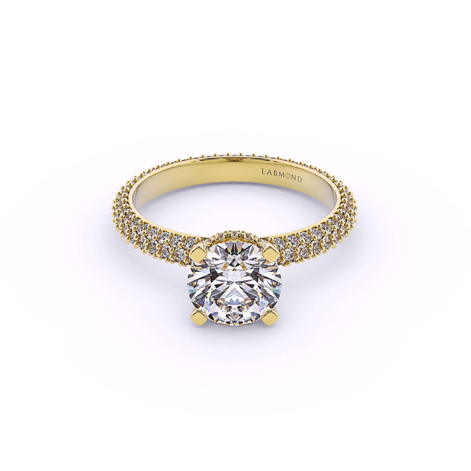 RIVA Micro Pave Round Double Underhalo Ring
