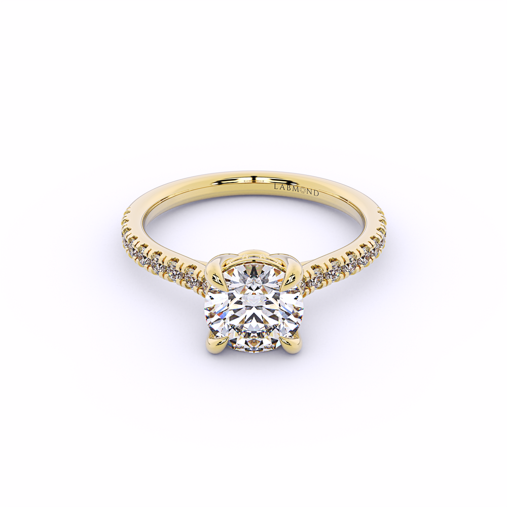 DUKE Round Cut Hidden Halo Engagement Rings#Yellow_1