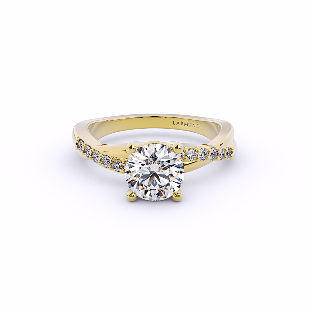 Semi-Twist Round Brilliant Cut Engagement Ring#Yellow_1