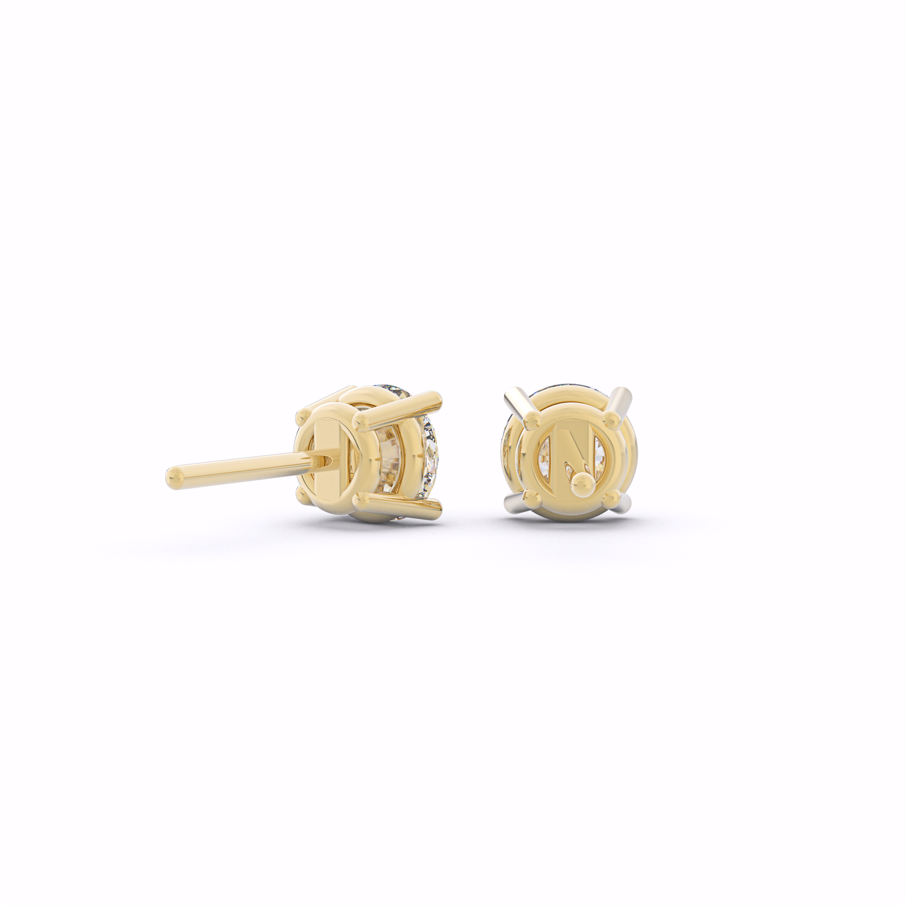 Simple Round Diamond Stud Earrings