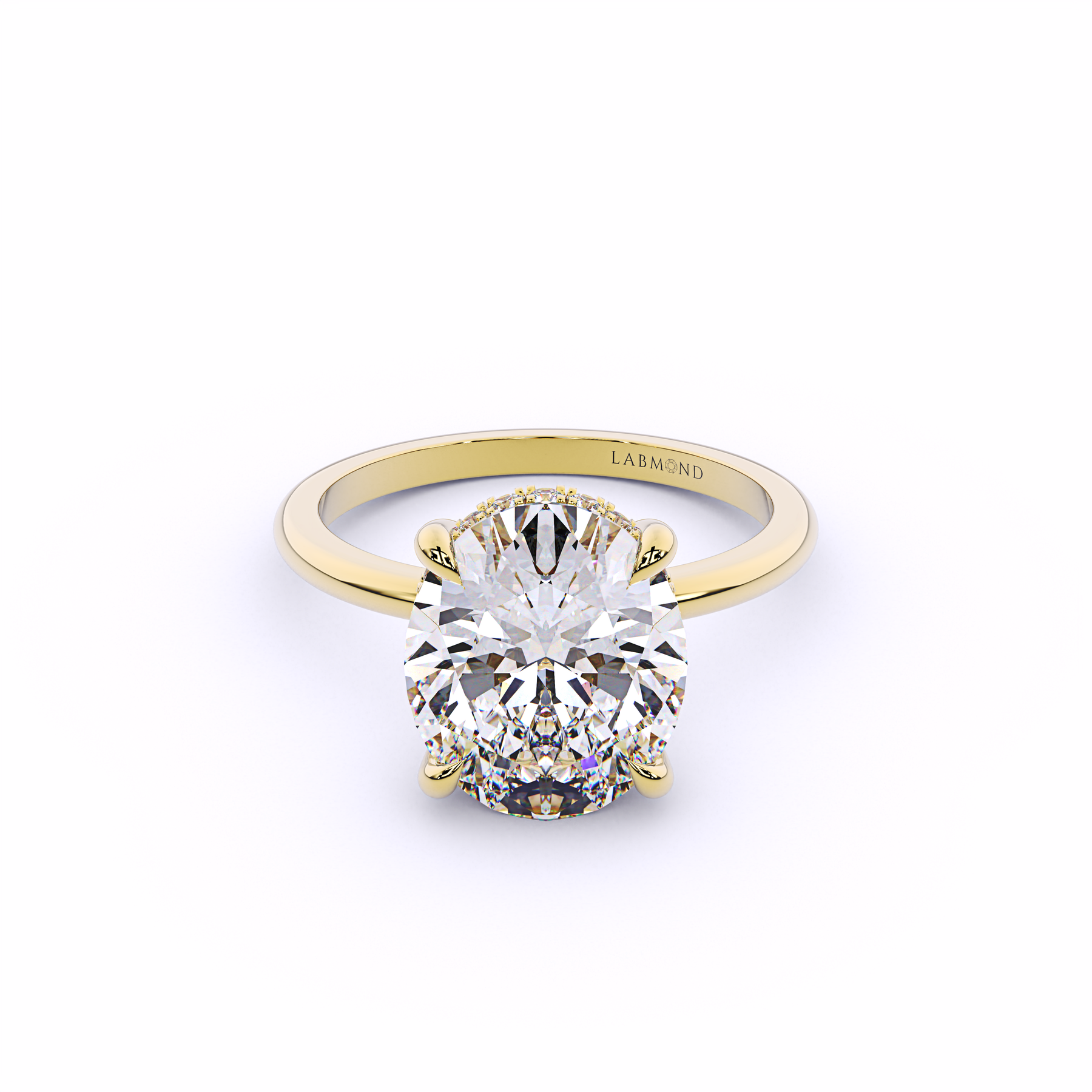 Simple Oval Hidden Halo Engagement Ring