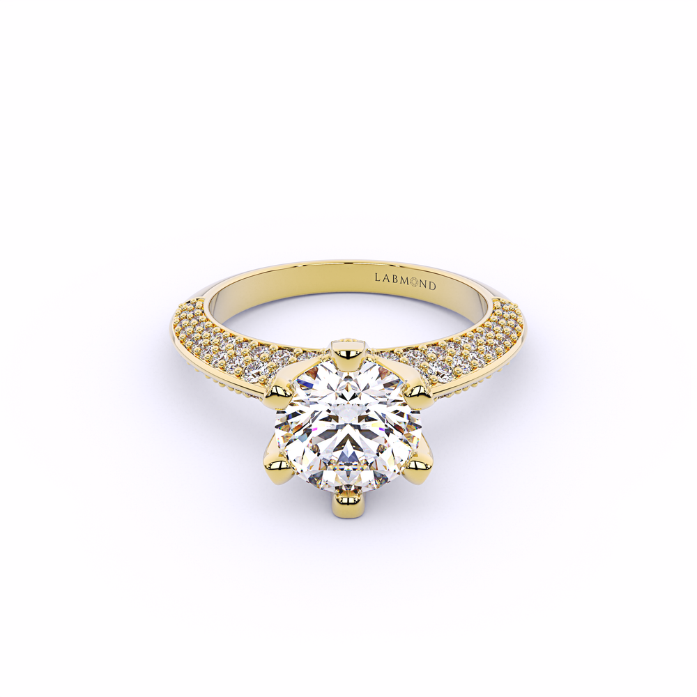 SUNDANCE Knife-Edged Round Solitaire Brilliant Engagement Ring#Yellow_1