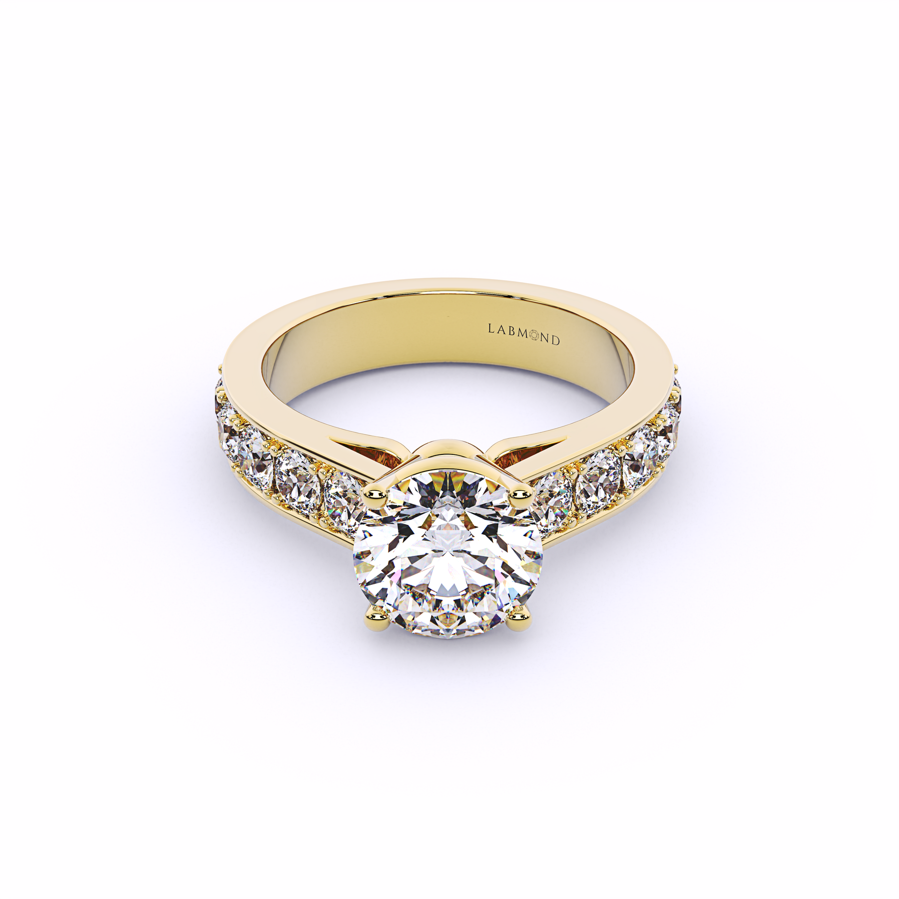SYMPHONY Round Cut Side-Stone Engagement Ring