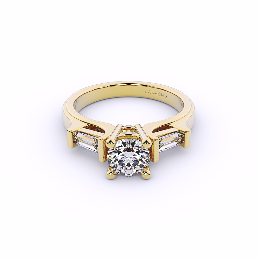 ALLURE Tapered Baguette Curved Engagement Ring#Yellow_1