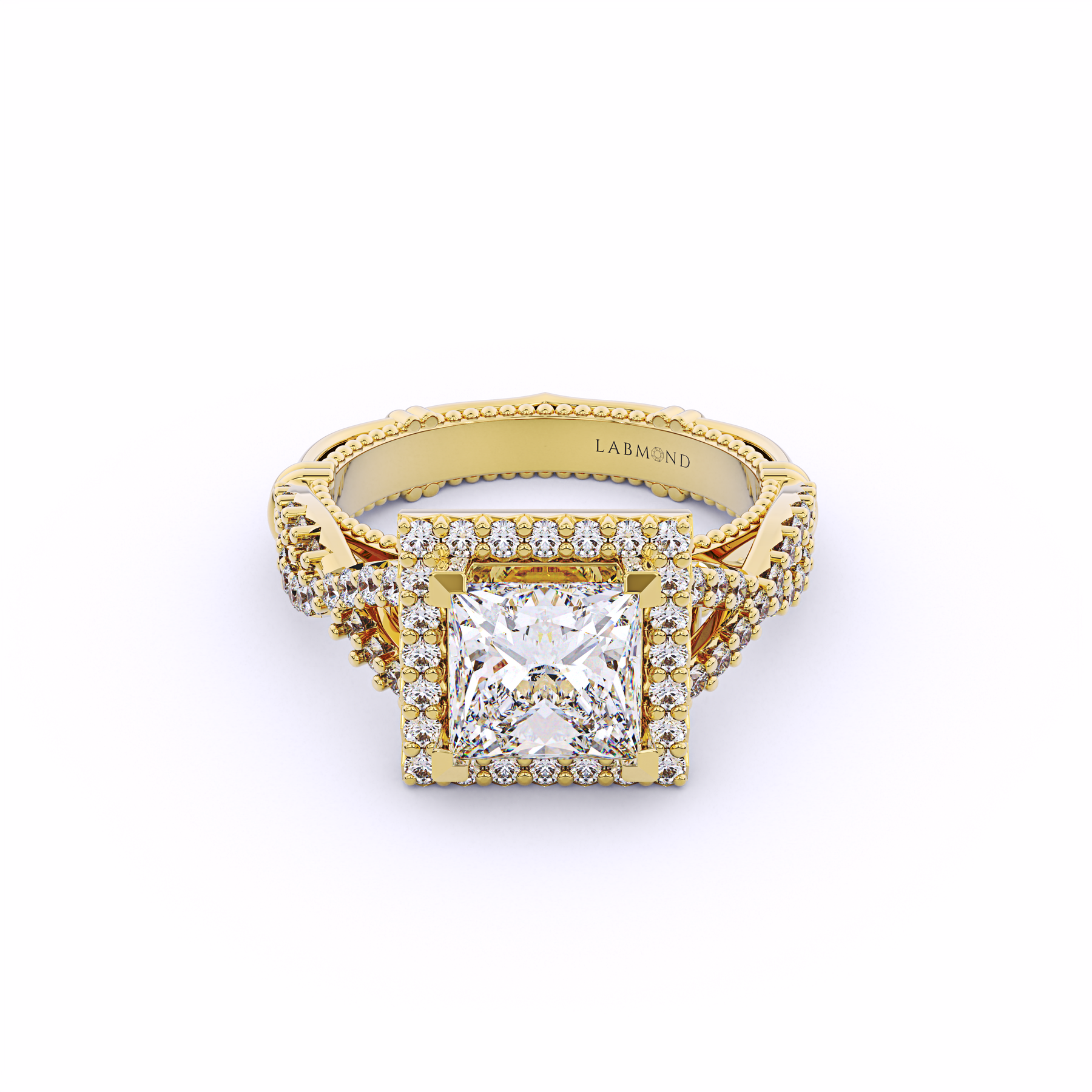 VALENCIA Princess Cut Square Halo Engagement Ring