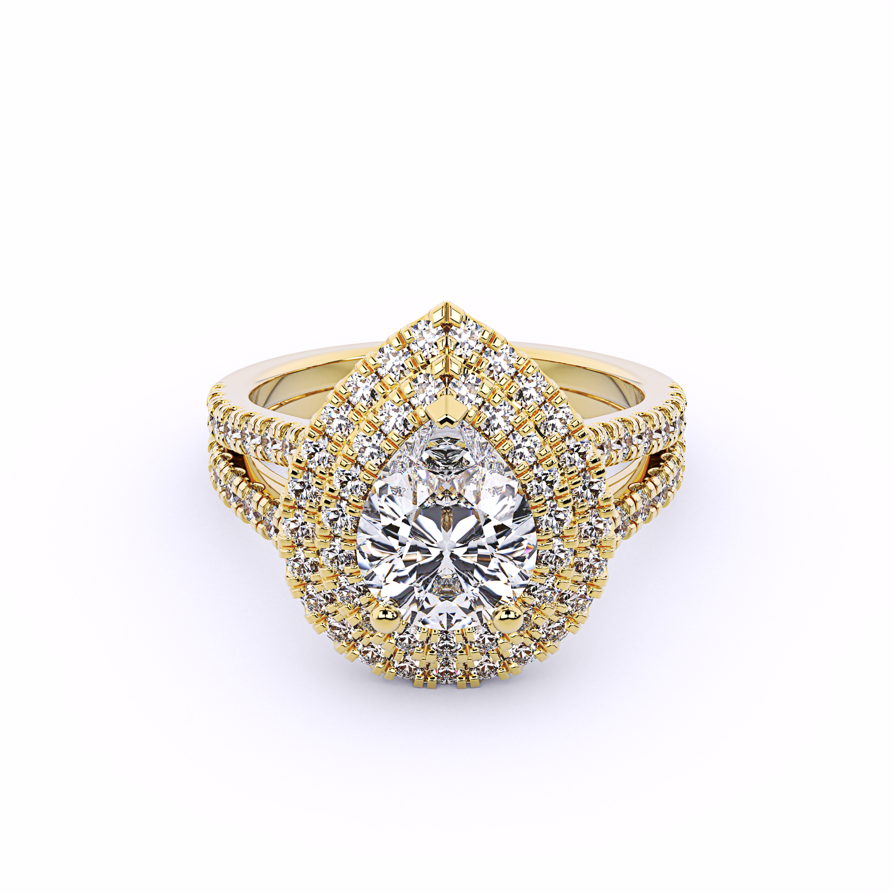 ELIZABETHAN Double Halo Pear Shape Engagement Ring