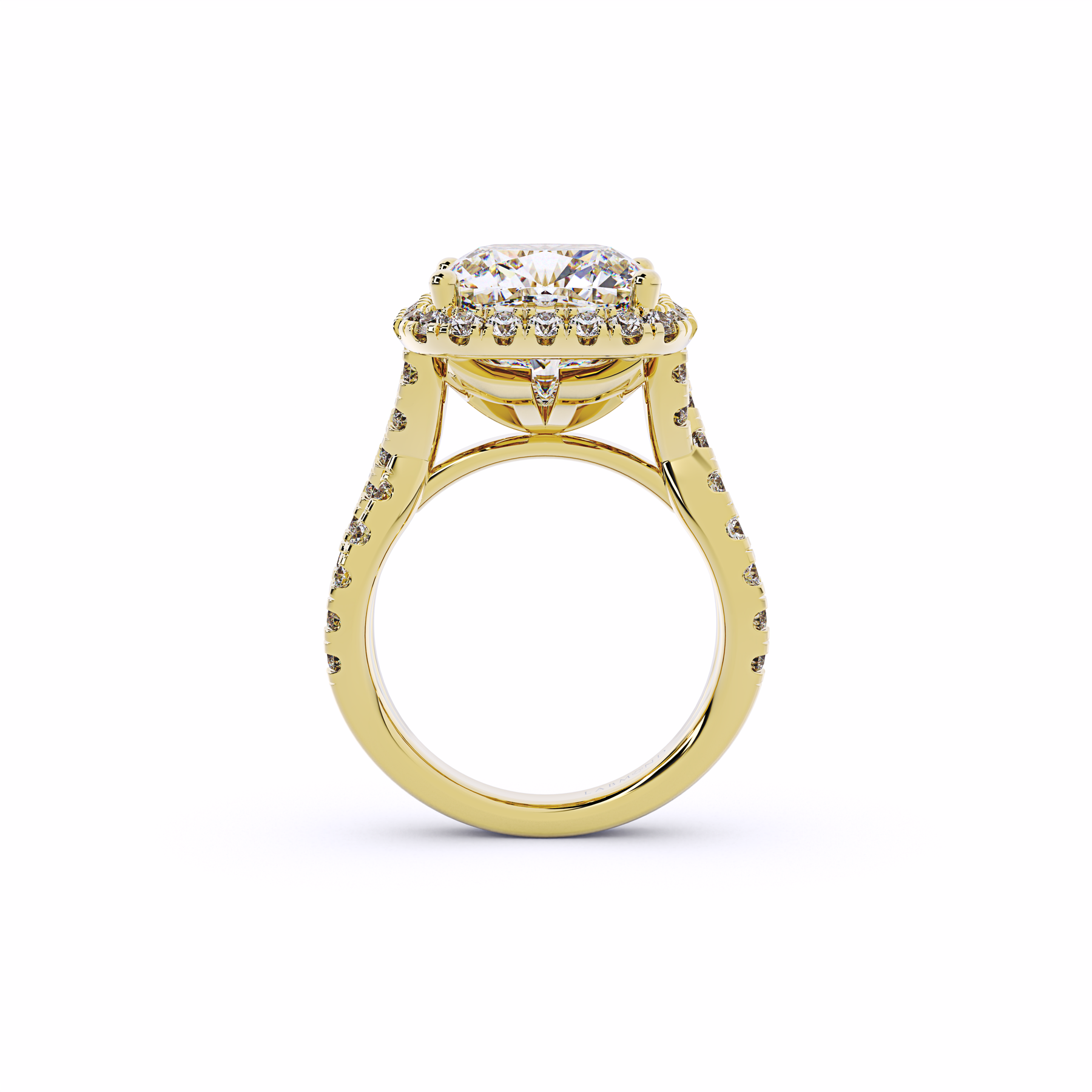 JADE Twisted Band Cushion Halo Engagement Ring