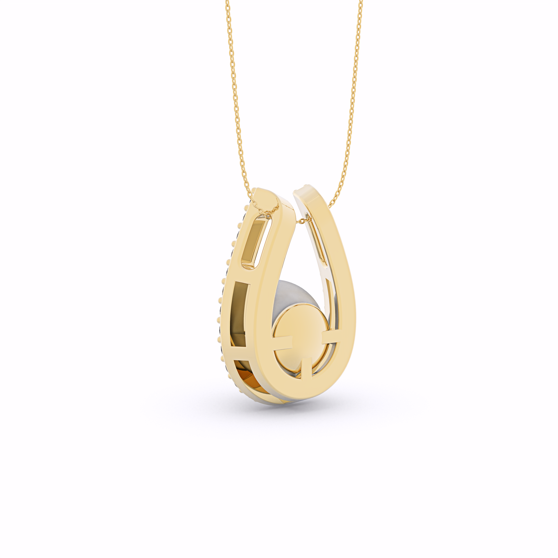 MAYA U-Shaped Diamond and Pearl Pendant
