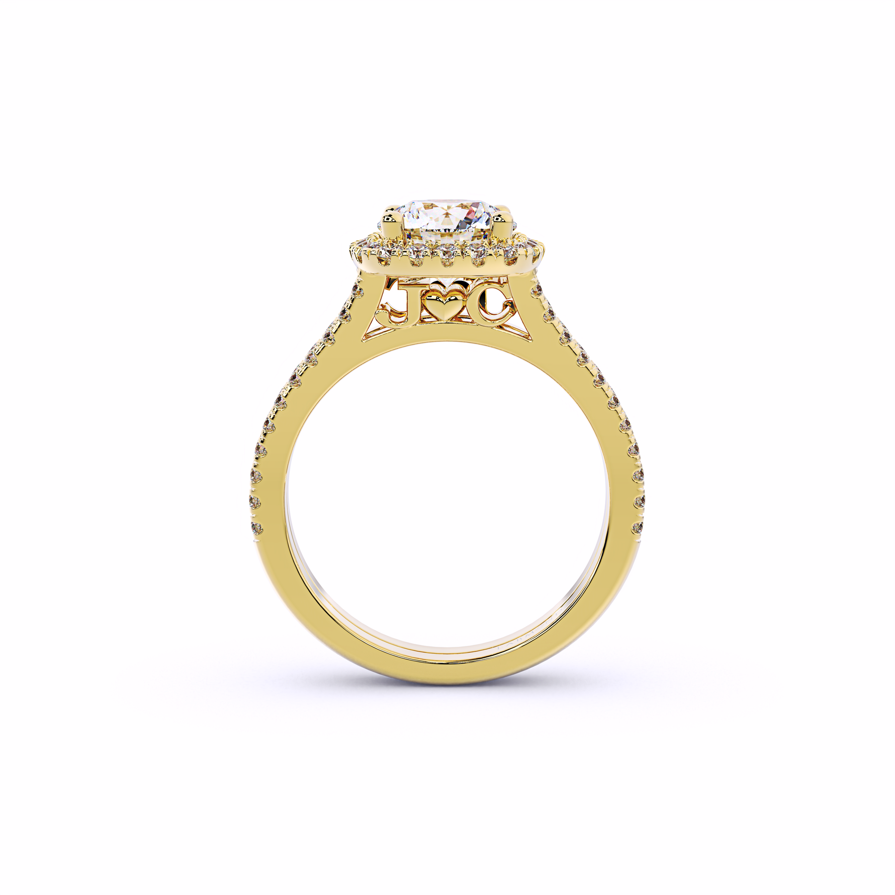OASIS Double Banded Diamond Round Halo Engagement Ring