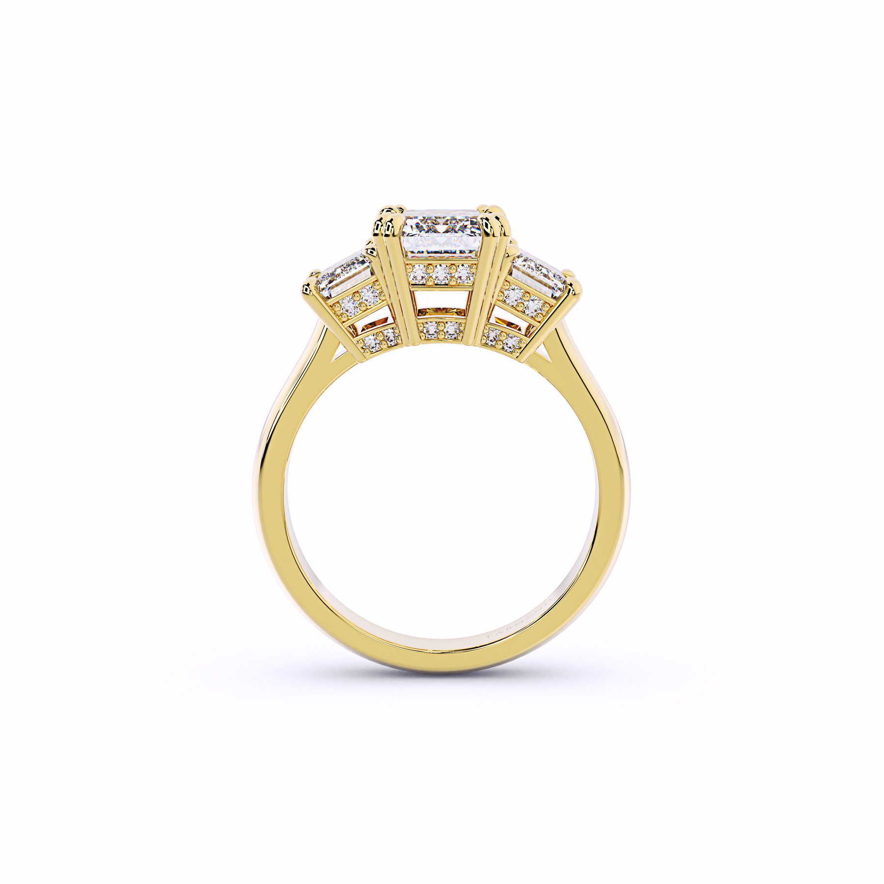 QUANTUM Trinity Emerald Underhalo Engagement Ring