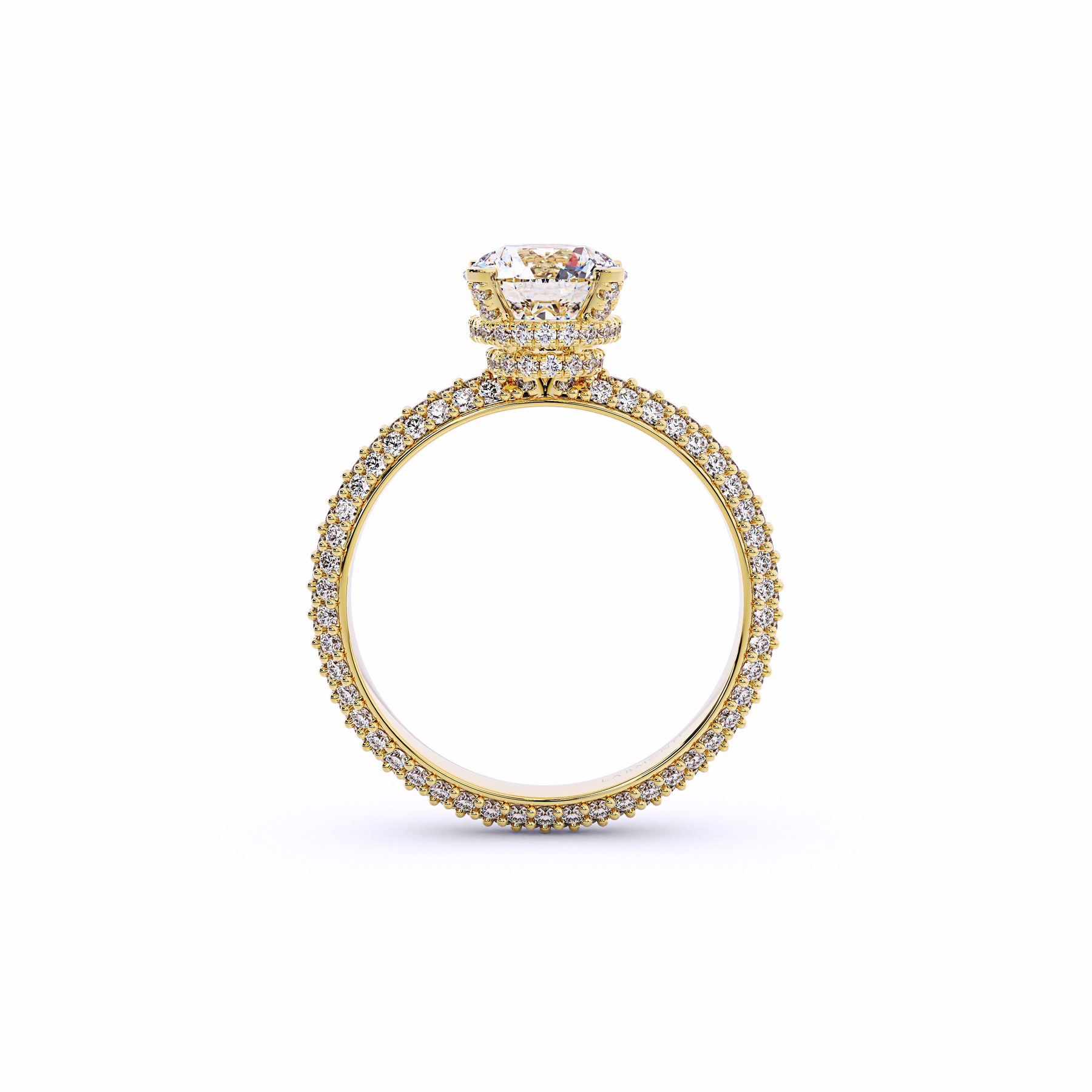 RIVA Micro Pave Round Double Underhalo Ring