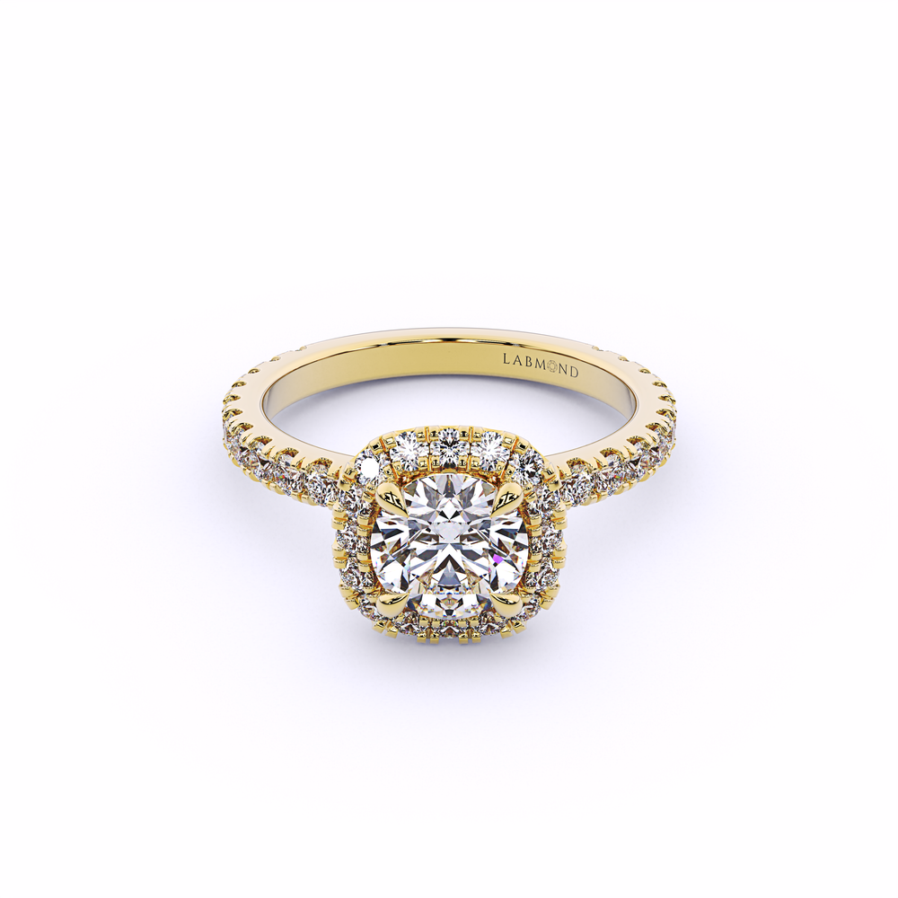 ODYSSEY Thin Round Halo Engagement Ring#Yellow_1
