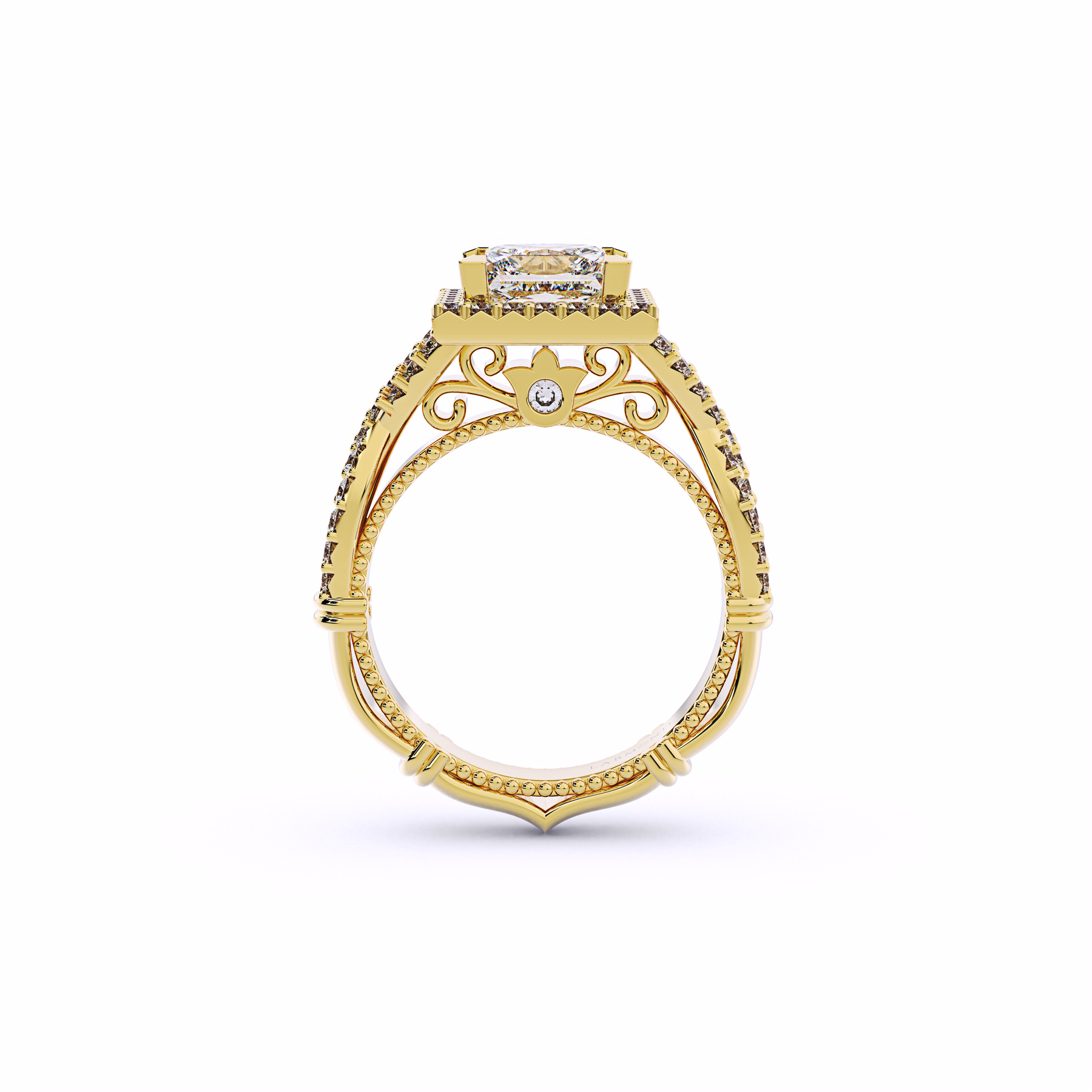 VALENCIA Princess Cut Square Halo Engagement Ring