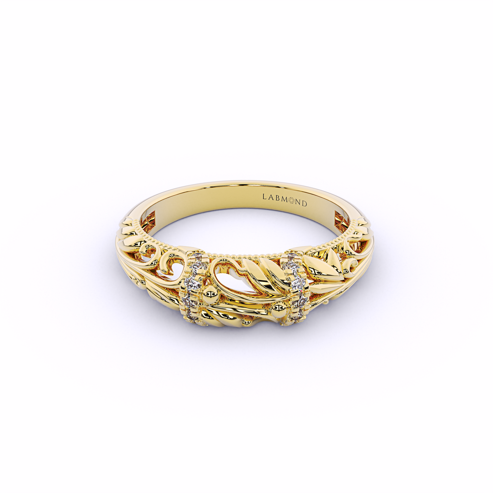 VINTAGE Flora Diamond Matching Band#Yellow_1