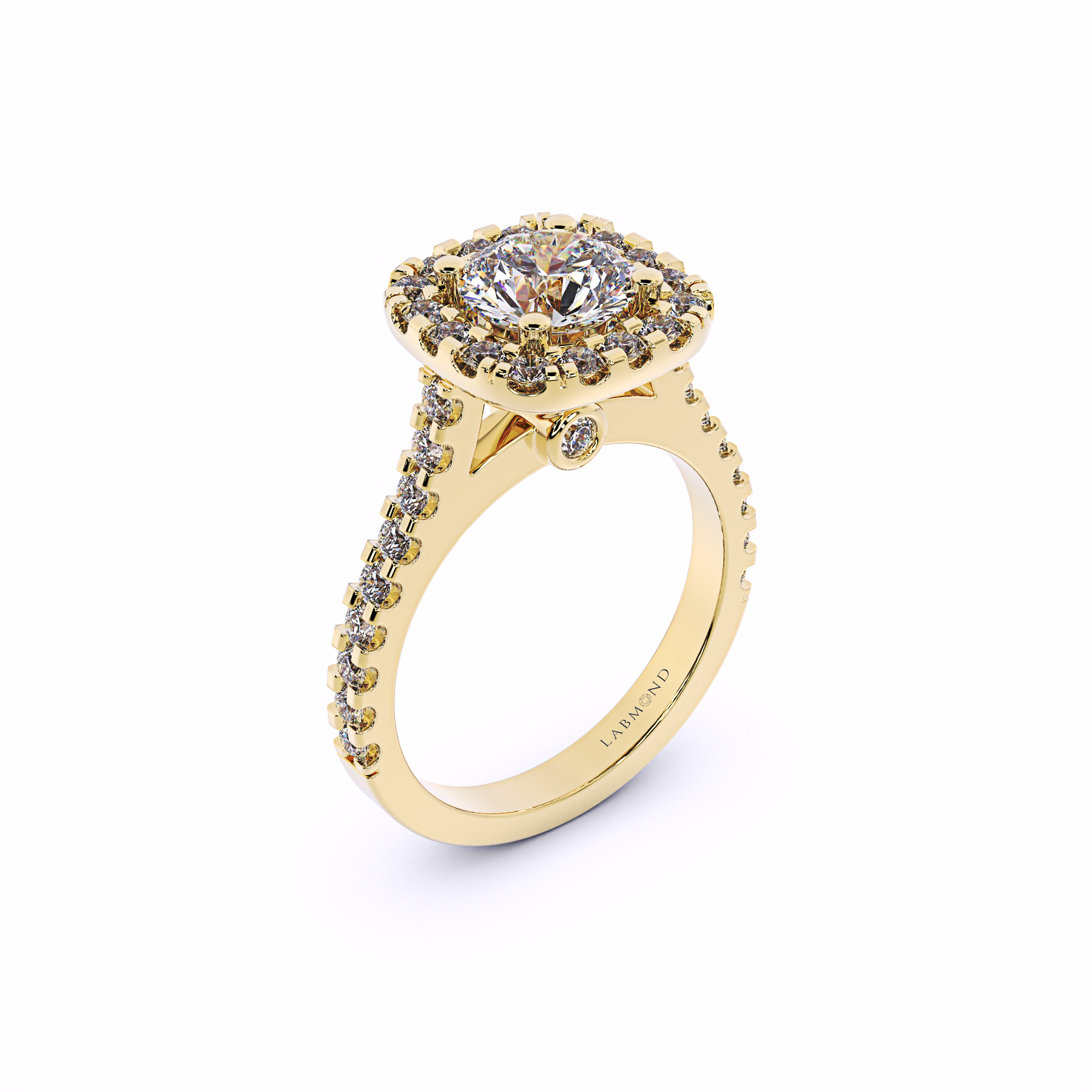 ELEMENT Round Cut Cushion Halo Engagement Rings