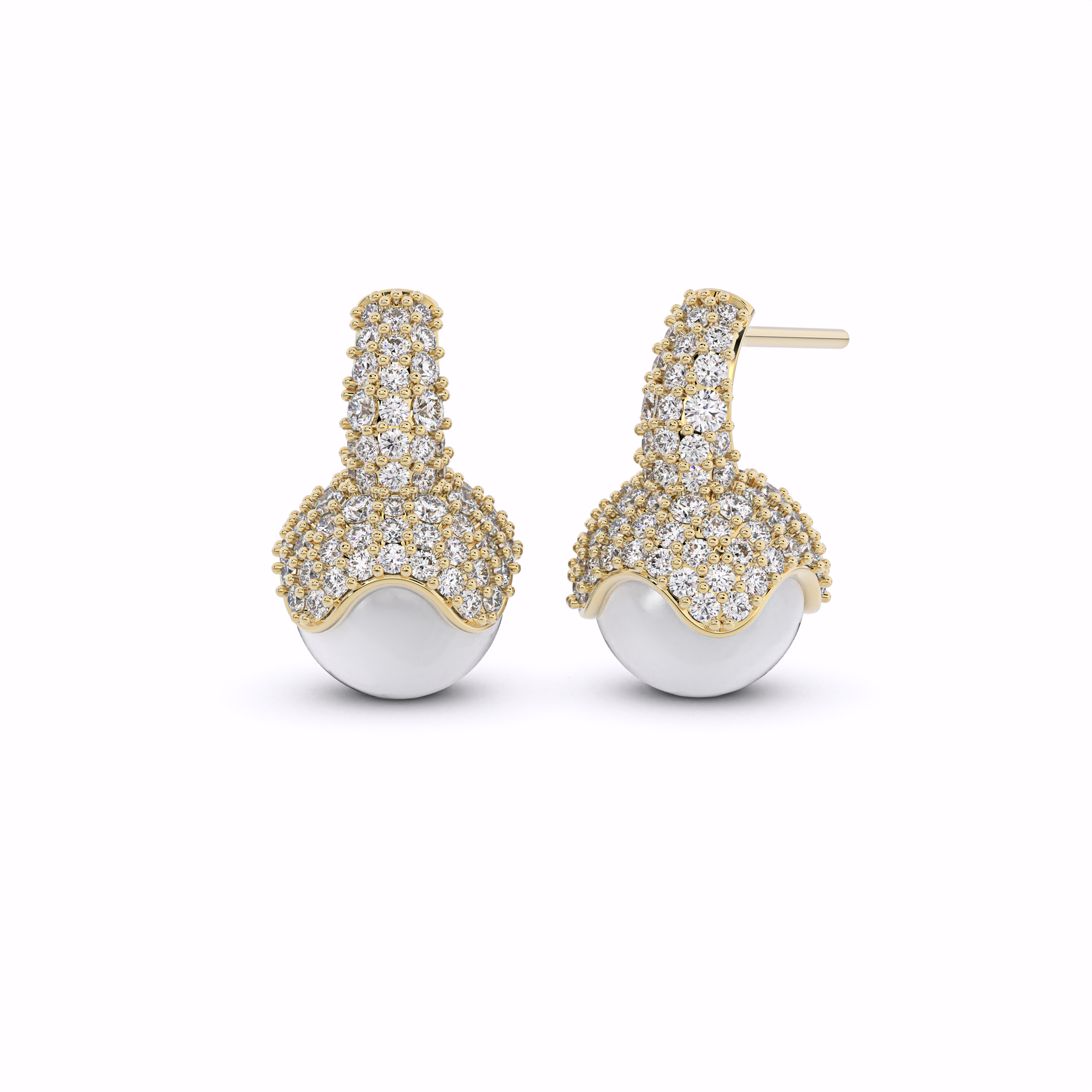 LUNA Diamond and Pearl Drop Earrings