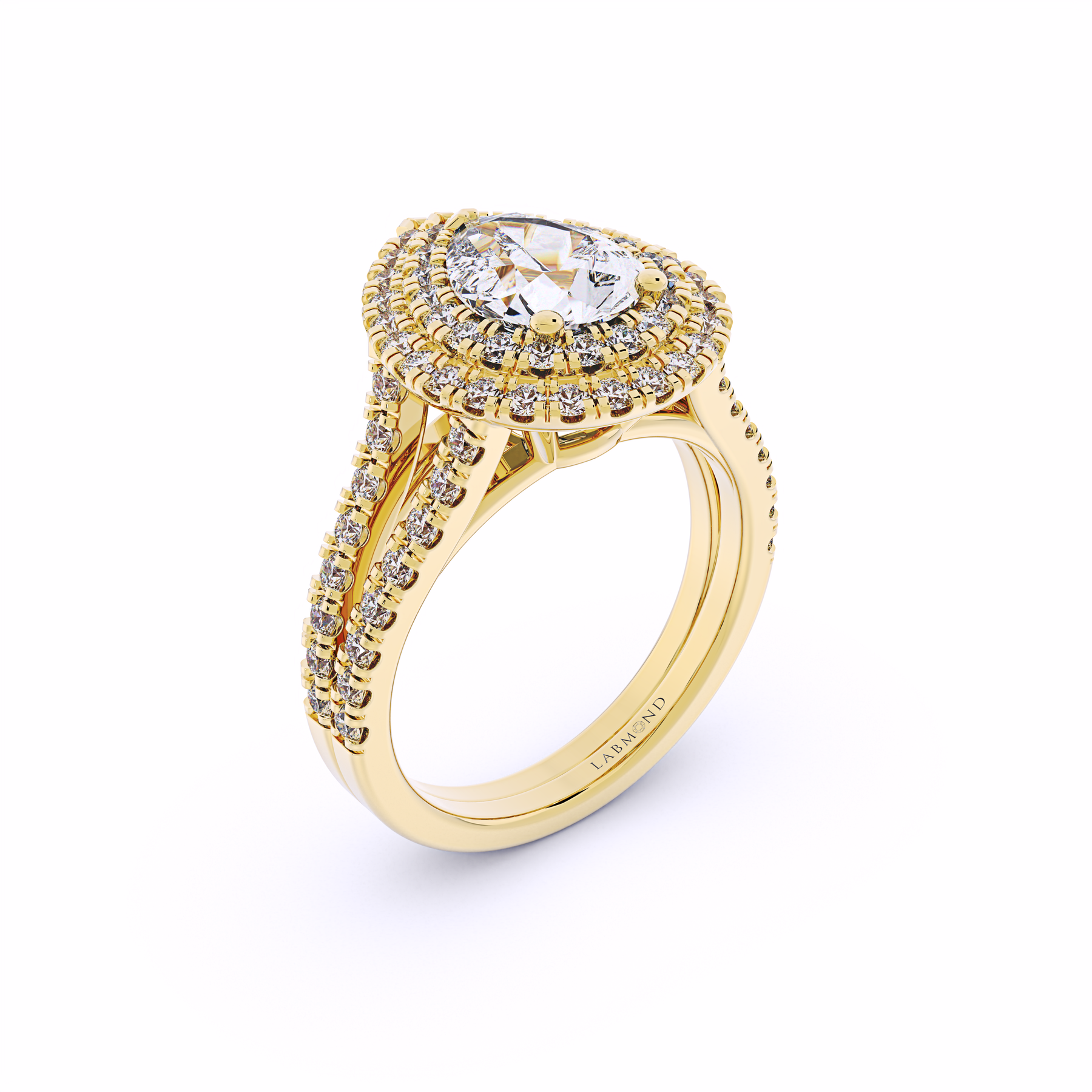 ELIZABETHAN Double Halo Pear Shape Engagement Ring