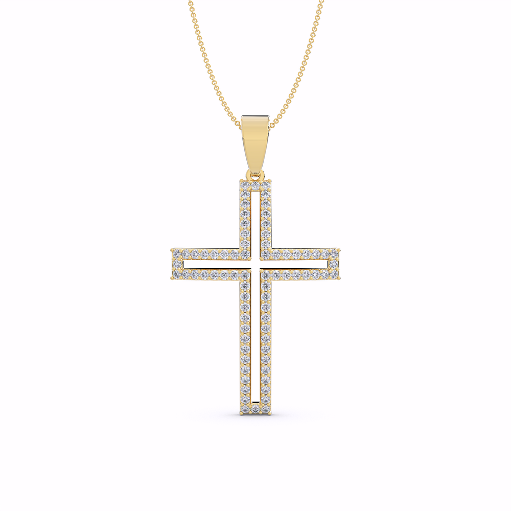 The Lumen Lab-Grown Diamond Cross Pendant#Yellow_1