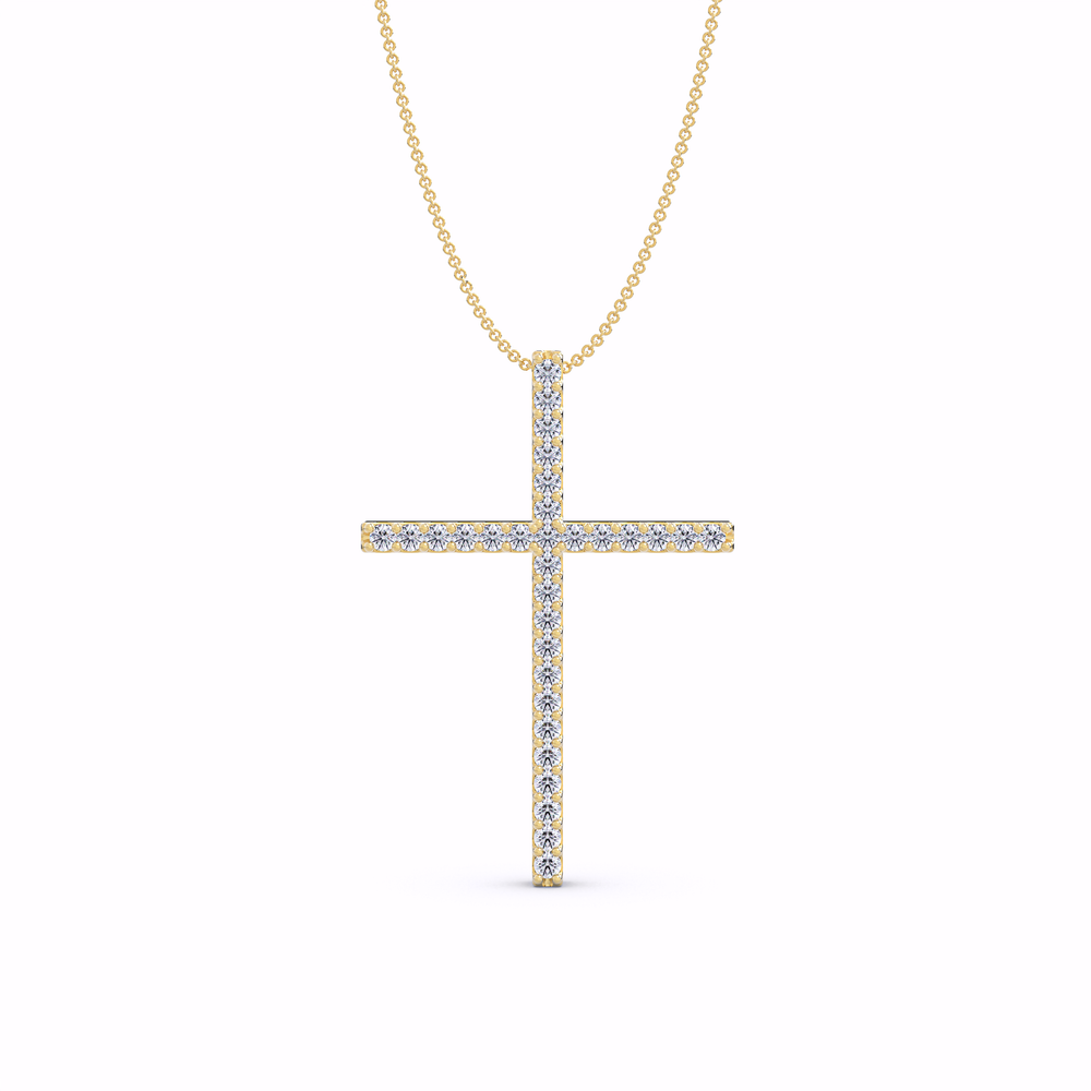 The Aurora Diamond Cross Pendant Necklace#Yellow_1