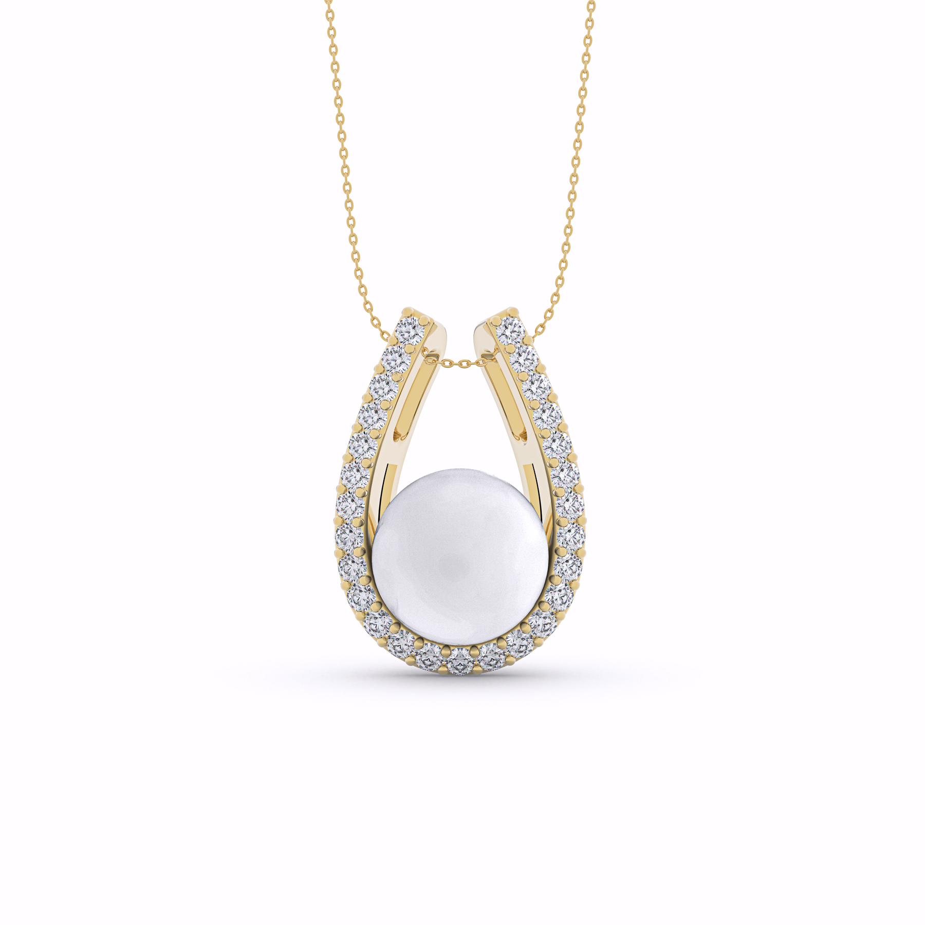 MAYA U-Shaped Diamond and Pearl Pendant