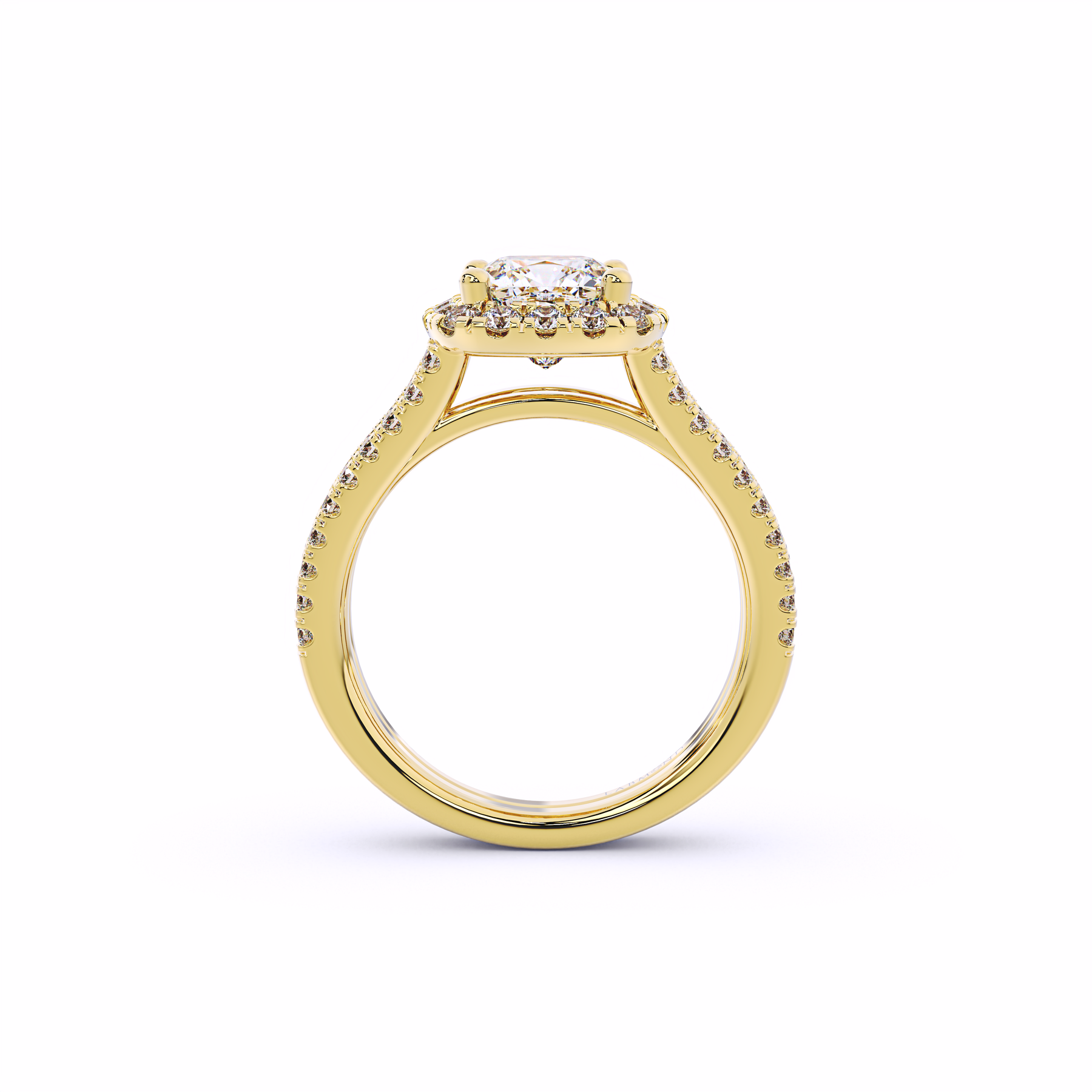 OASIS Double Banded Diamond Cushion Halo Engagement Ring