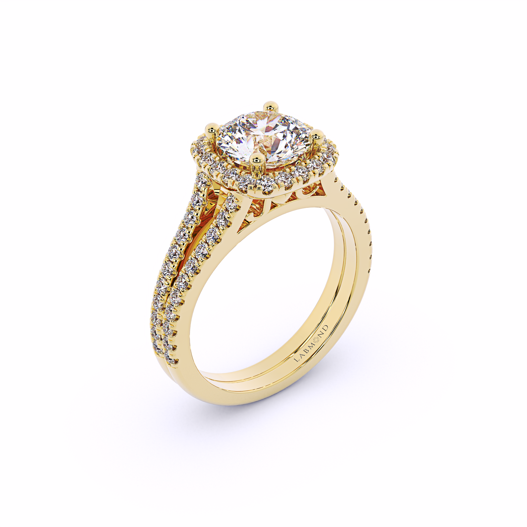 OASIS Double Banded Diamond Round Halo Engagement Ring