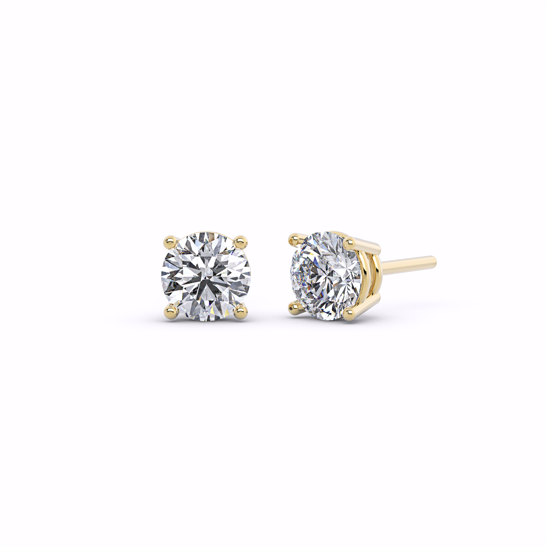 Simple Round Diamond Stud Earrings