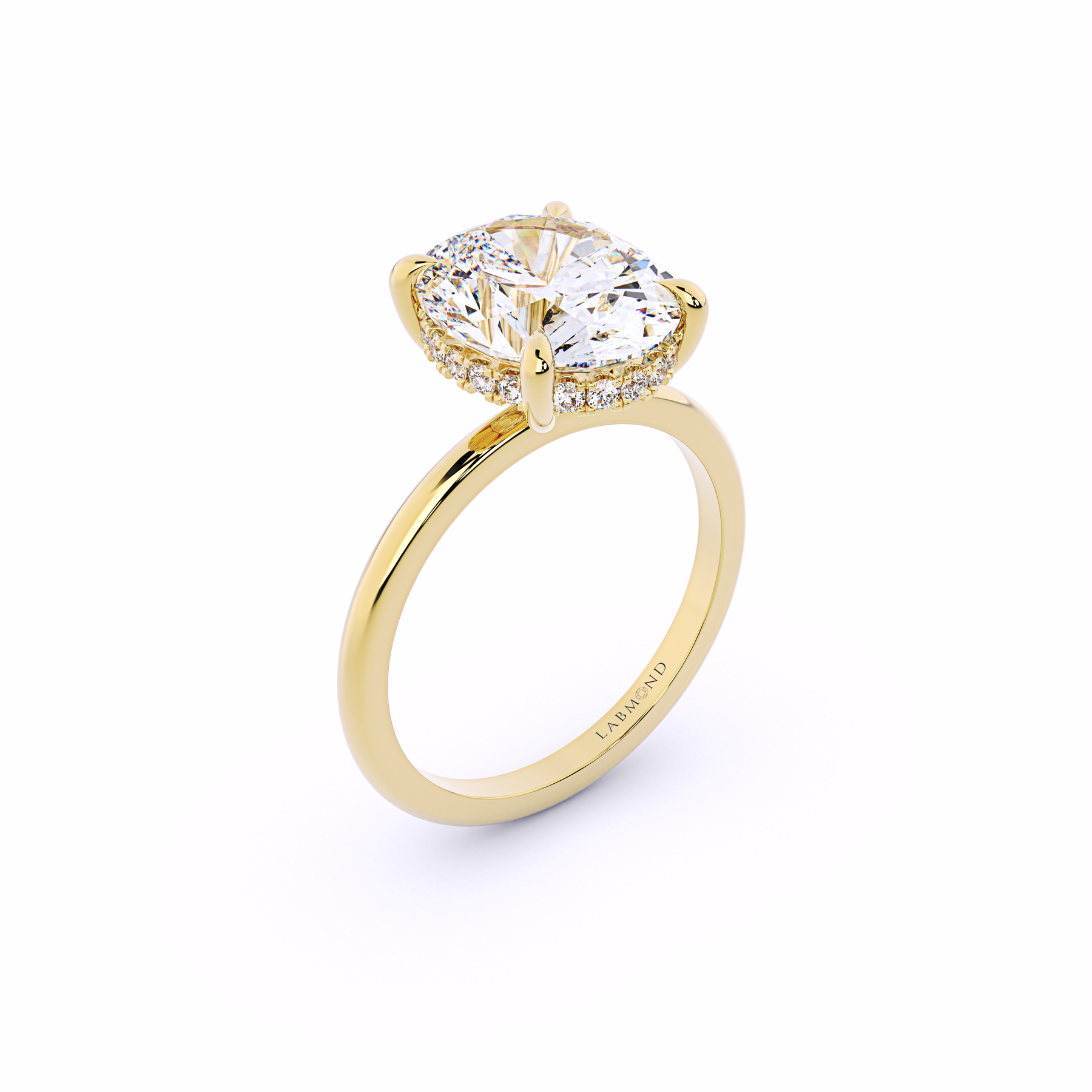 Simple Oval Hidden Halo Engagement Ring