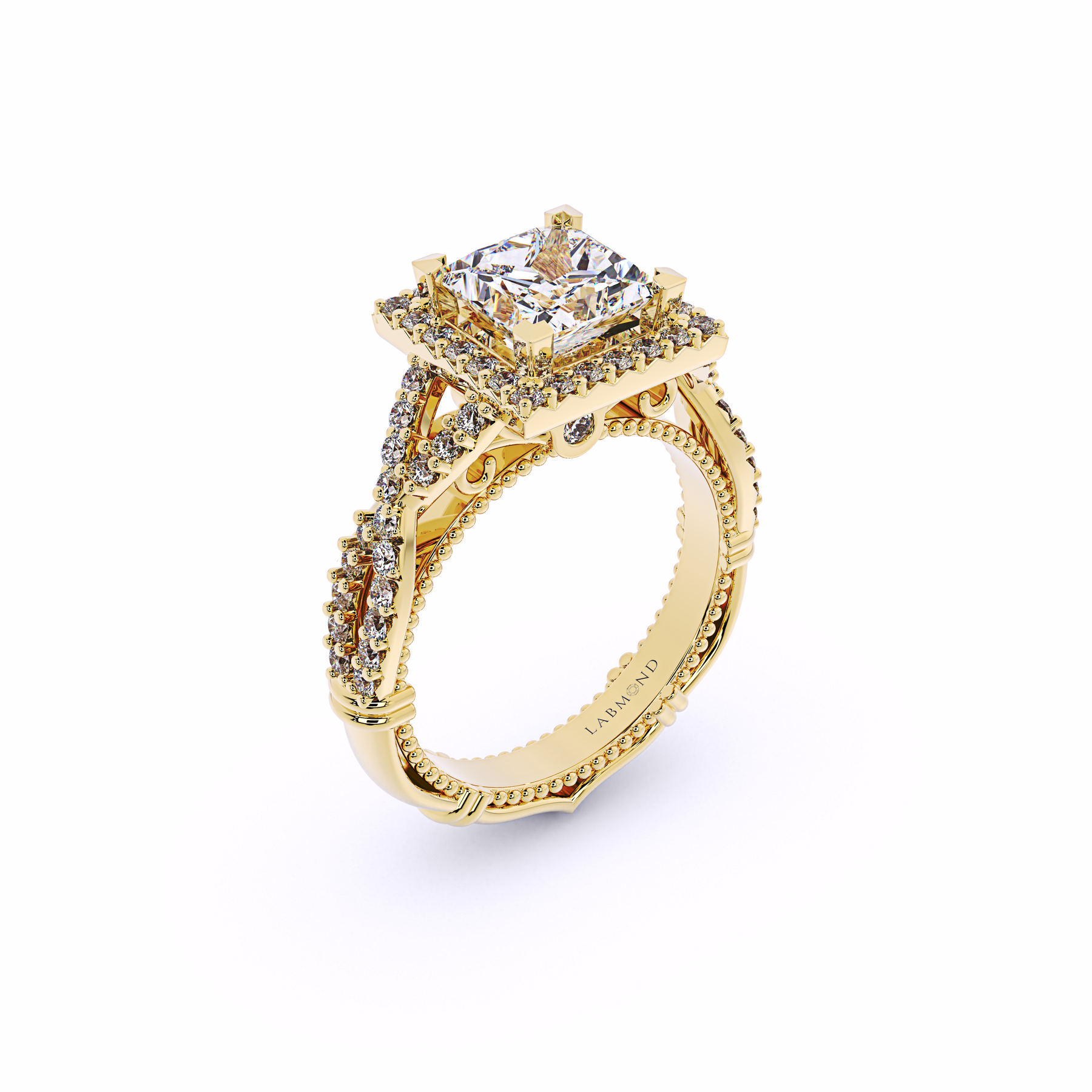 VALENCIA Princess Cut Square Halo Engagement Ring